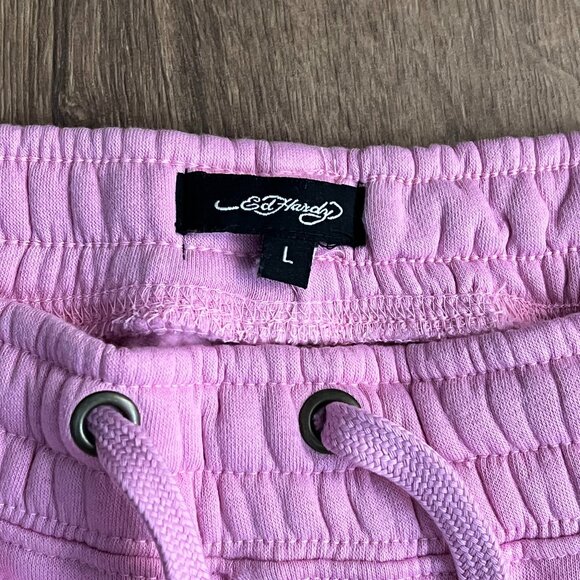 NEW Ed Hardy Tiger Tattoo Wide Leg Pink Jogger Sweatpants Y2K - Picture 7 of 15